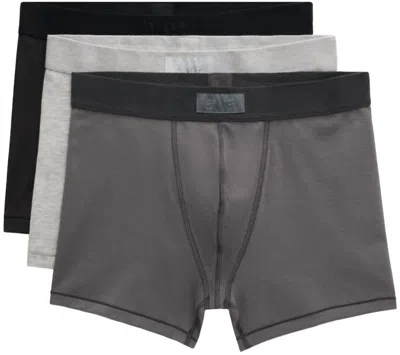 Skims Three-pack Multicolor  Cotton 3 Boxer Briefs In Heather Multi