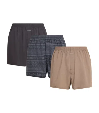 Skims Cotton Poplin Boxers In Multi