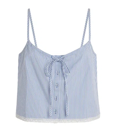 Skims Cotton Poplin Cropped Camisole In Blue