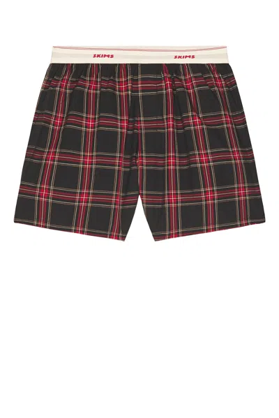Skims Cotton Poplin Logo Band Boxer In Multi
