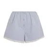 Skims Cotton Poplin Sleep Shorts In Blue