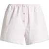 Skims Cotton Poplin Sleep Shorts In Cherry Blossom Stripe
