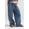 Skims Blue Cotton Poplin Straight Leg Pyjama Pants In Harbor