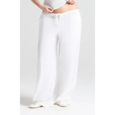Skims Cotton Poplin Straight Leg Trousers In Snow