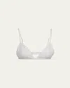 Skims Cotton Poplin Striped Bralette In Zen Blue Stripe
