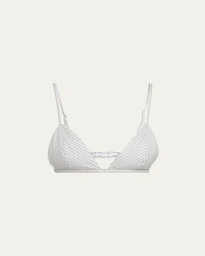 Skims Cotton Poplin Striped Bralette In Zen Blue Stripe