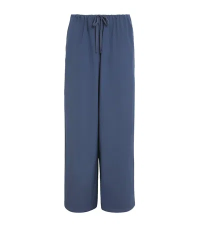 Skims Cotton Poplin Trousers In Blue