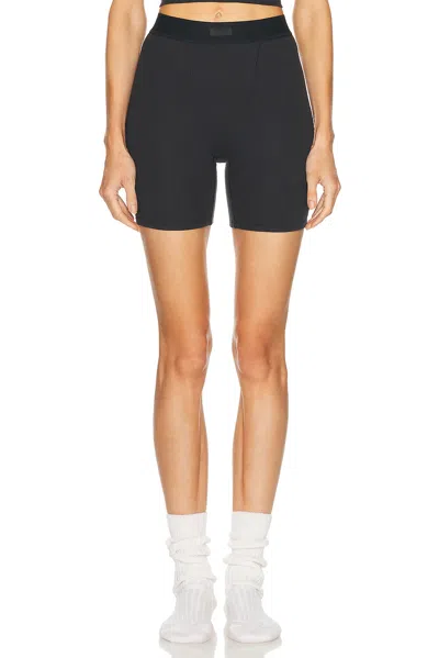 Skims Cotton Collection Ribbed Cotton-blend Jersey Boxer Shorts In Soot