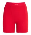 Skims Stretch Cotton Rib Boxers In Red