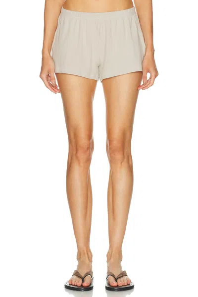 Skims Cotton Rib Loose Boxer Short In Gray