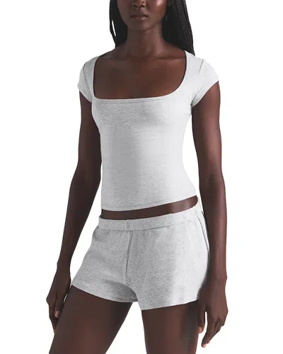 Skims Cotton Rib Loose Shorts In White