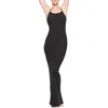 Skims Cotton Rib Maxi Dress In Soot