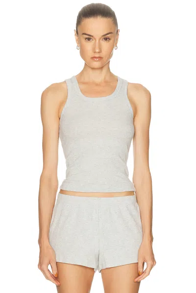 Skims Cotton Rib Scoop Neck Tank Top In Gray