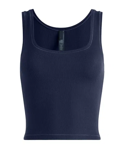 Skims Cotton Rib Tank In Navy Blue