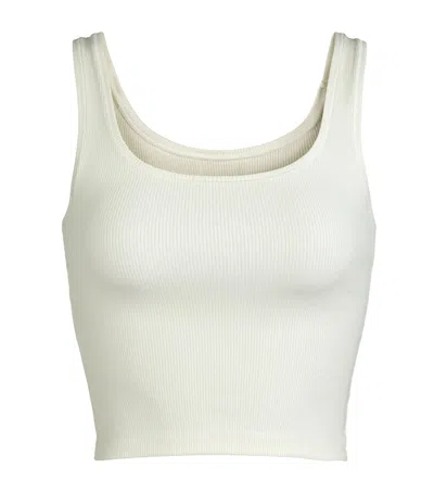 Skims Cotton Ribbed Cropped Tank Top In Ivory