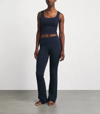 Skims Cotton Ribbed Cropped Tank Top In Blue