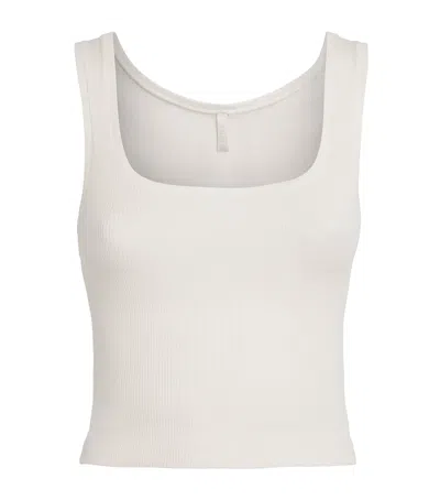 Skims Cotton Ribbed Cropped Tank Top In Neutral