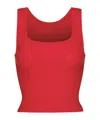 Skims Womens Cotton Rib Scoop-neck Stretch-cotton Tank Top Cranberry In Red
