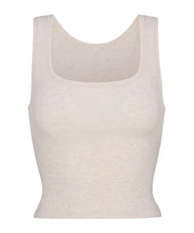 Skims Cotton Ribbed Vest In White