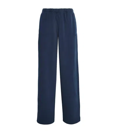 Skims Cotton-blend Fleece Straight Sweatpants In Navy