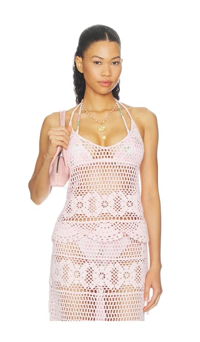 Skims Crochet Swim Cami In Pink