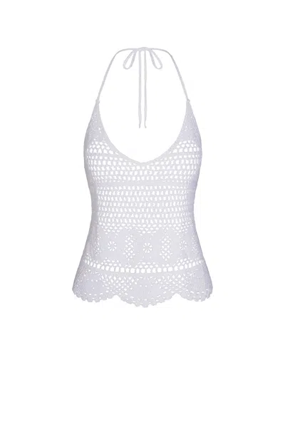 Skims Crochet Swim Cami Top In White