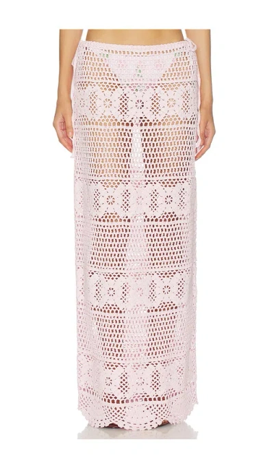 Skims Crochet Swim Long Skirt In Pink