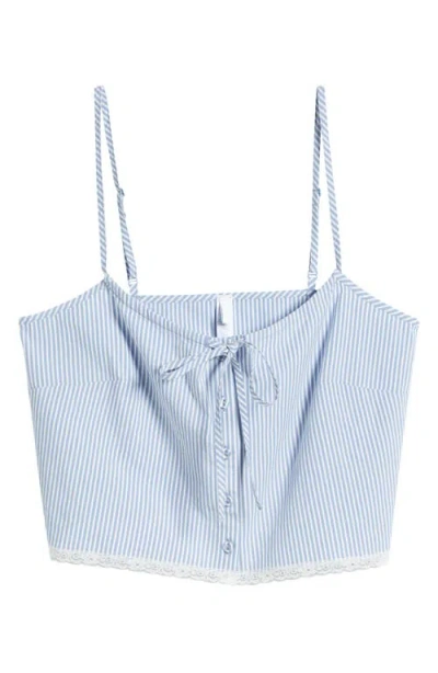 Skims Crop Poplin Sleep Camisole In Cadet Stripe