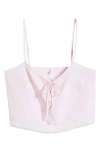 Skims Crop Poplin Sleep Camisole In Cherry Blossom Stripe