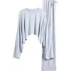 Skims Crop Top & Pants Pajamas In Blue