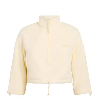 Skims Cropped Fleece Jacket In White