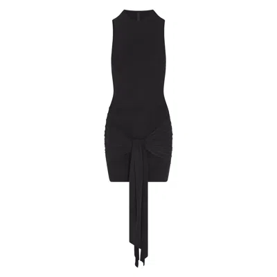 Skims Cupro Jersey Wrap Mini Dress In Multi