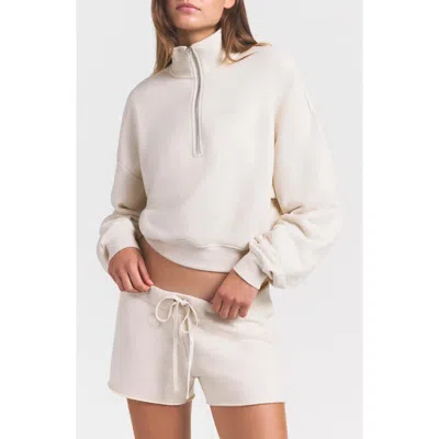 Skims Drapey French Terry Half Zip Pullover Sweatshirt In White