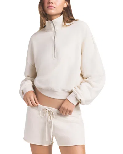 Skims Drapey French Terry Half Zip Pullover In White