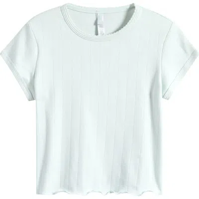 Skims Drop Needle Pointelle Baby Tee In Frost