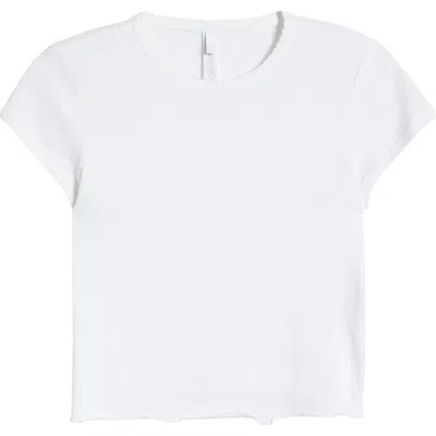 Skims Drop Needle Pointelle Baby Tee In Snow