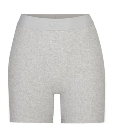 Skims Cotton-rib Boxer Shorts In White