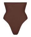 Skims Womens Cocoa Seamless Sculpt High-rise Stretch-woven Thong In Brown