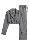 Skims Elevated Flannel Crop Pajamas In Gray
