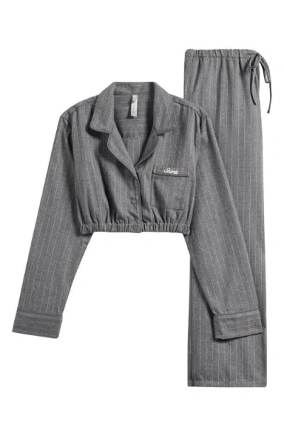Skims Elevated Flannel Crop Pajamas In Gray