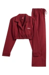 Skims Elevated Flannel Crop Pajamas In Red