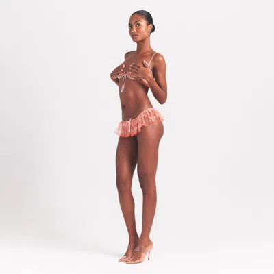 Skims Embroidered Tulle In Red