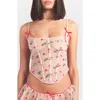Skims Embroidered Tulle Corset In Pink