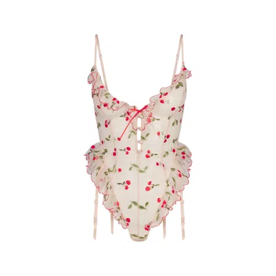 Skims Embroidered Tulle In Primrose Cherry Tulle