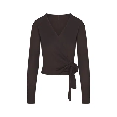 Skims Essential Sweaters Wrap Sweater In Brown