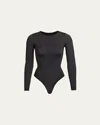 Skims Womens Onyx Fits Everybody Long-sleeve Stretch-woven Body In Onyx