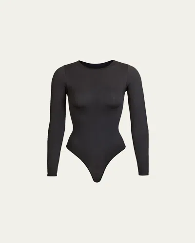 SKIMS ESSENTIAL SMOOTHING LONG-SLEEVE THONG BODYSUIT