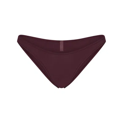 Skims Everyday Cotton Thong In Burgundy