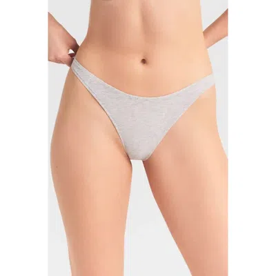 Skims Everyday Cotton Thong In Gray