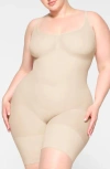 Skims Everyday Sculpt Mid Thigh Bodysuit In Sand